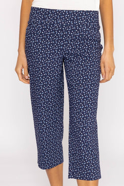 Carraig Donn Bengaline Crop Pants in Navy Print