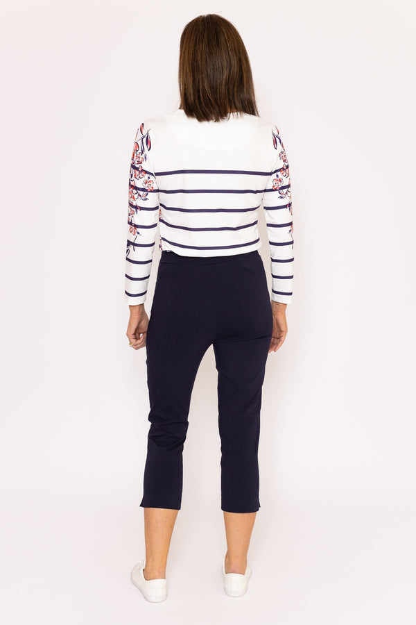 Carraig Donn Bengaline Cropped Trousers in Navy