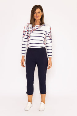 Carraig Donn Bengaline Cropped Trousers in Navy