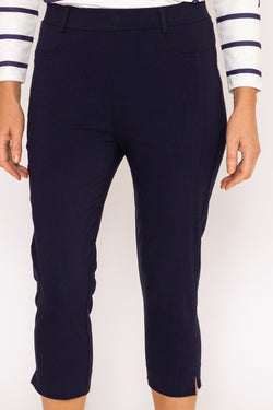 Carraig Donn Bengaline Cropped Trousers in Navy