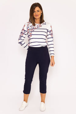 Carraig Donn Bengaline Cropped Trousers in Navy