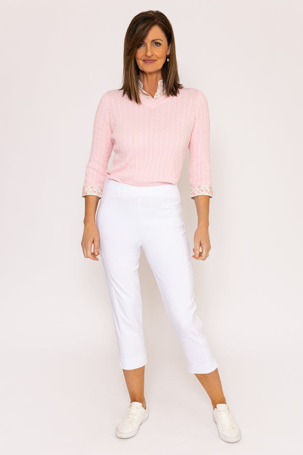 Carraig Donn Bengaline Cropped Trousers in White