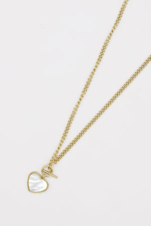 Braid Chain Necklace with Heart in Gold