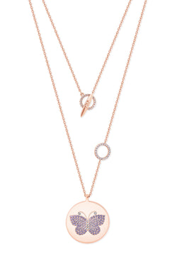 Carraig Donn Butterfly Disc Pendant in Rose Gold