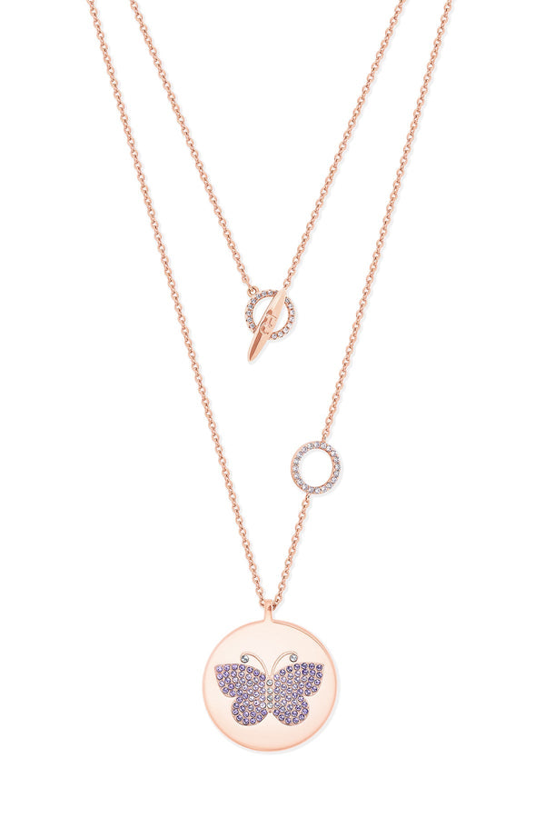 Carraig Donn Butterfly Disc Pendant in Rose Gold