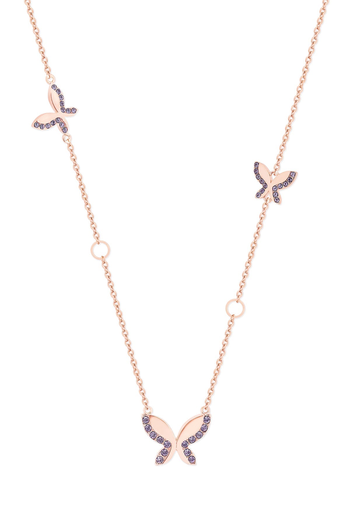 Butterfly rose on sale gold necklace