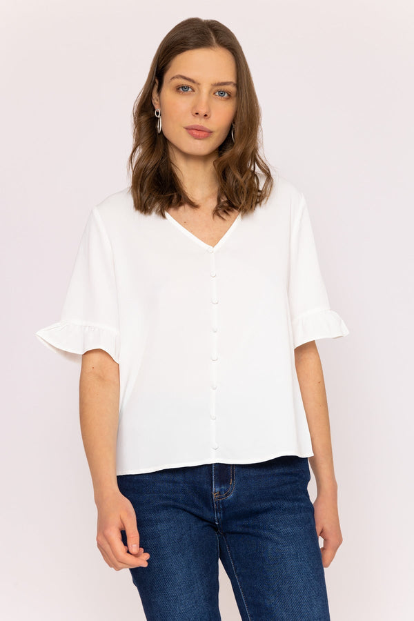 Carraig Donn Button Blouse in Ivory