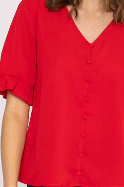 Carraig Donn Button Blouse in Red