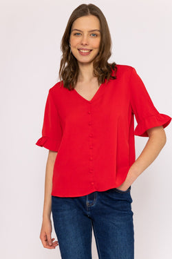 Carraig Donn Button Blouse in Red