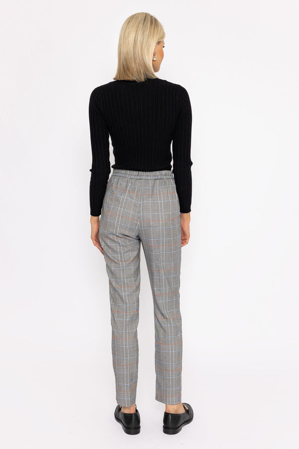 Carraig Donn Button Detail Tailored Pant in Check Print