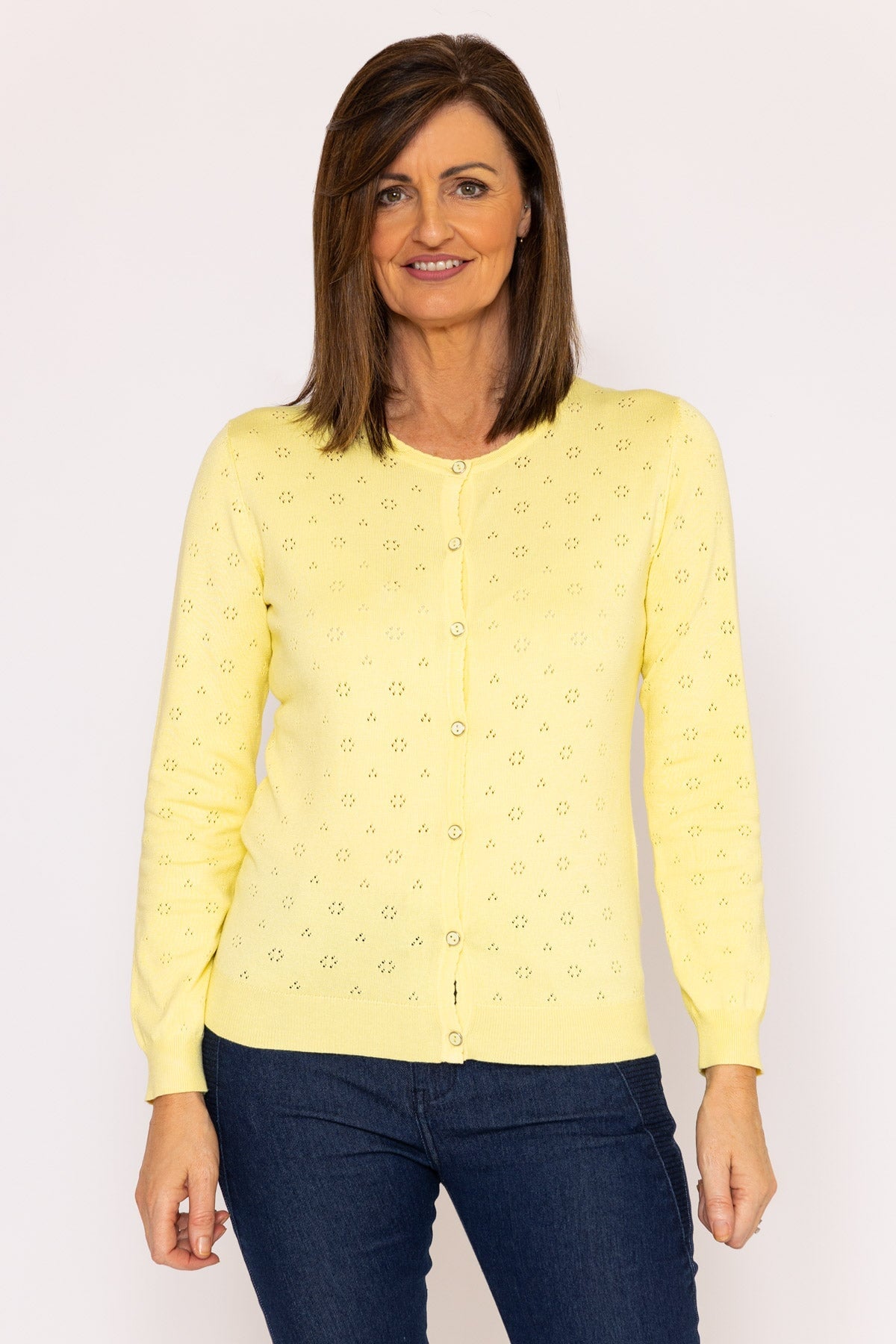 Button Up Cardigan in Yellow Knitwear Carraig Donn