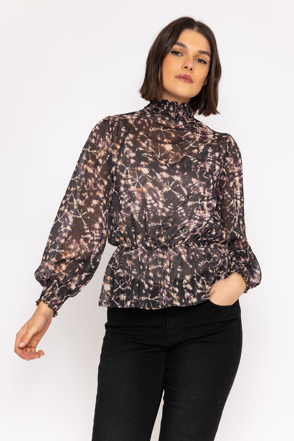 Chiffon Blouse in Animal Print Tops Carraig Donn