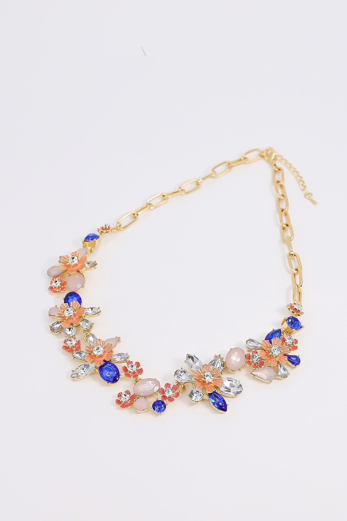 Swarovski Symbolic necklace, Moon, infinity, hand, evil eye and horseshoe,  Blue, Rose gold-tone plated