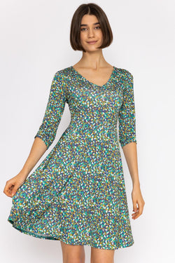 Carraig Donn Deirdre Dress in Teal Print