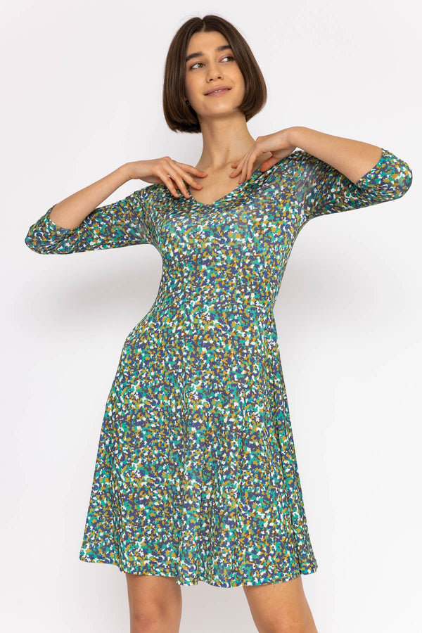 Carraig Donn Deirdre Dress in Teal Print