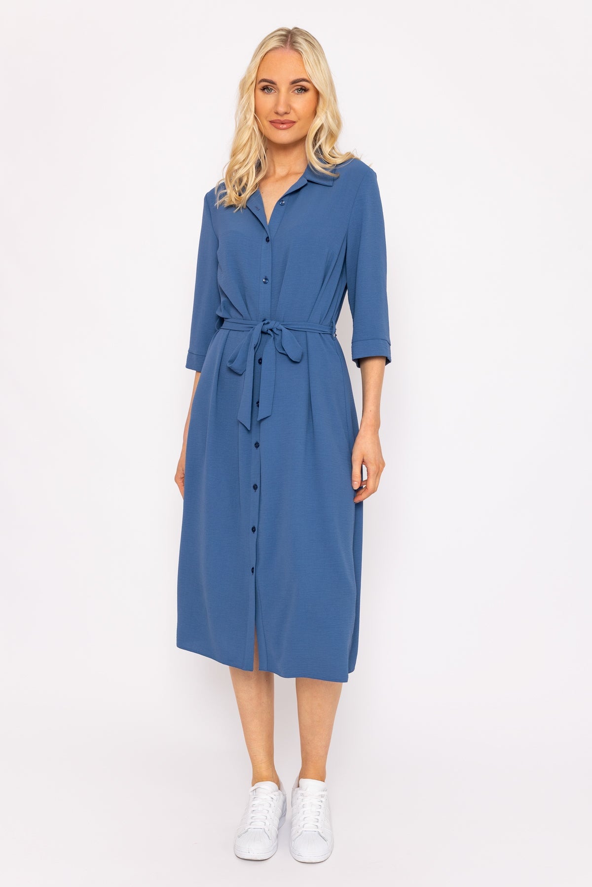 Midi belted cheap shirt dress