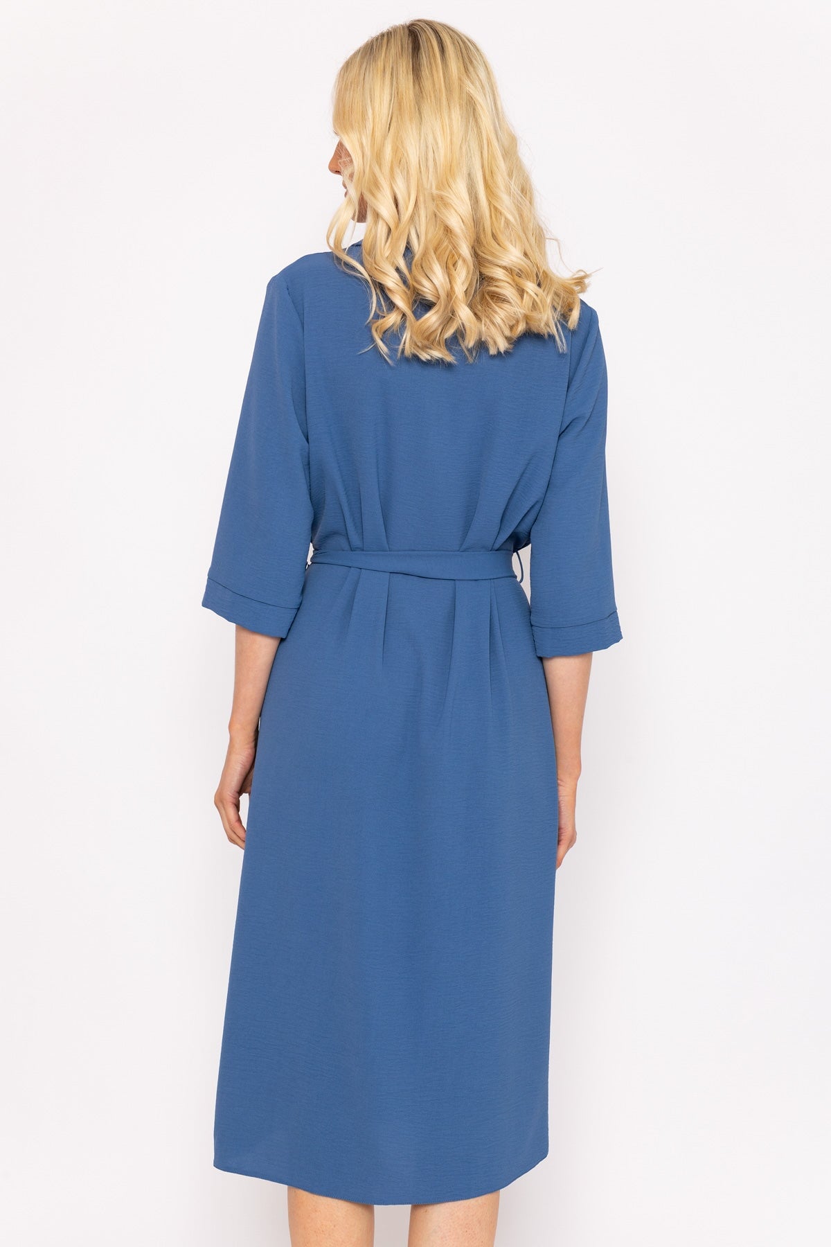 Navy blue belted on sale dress