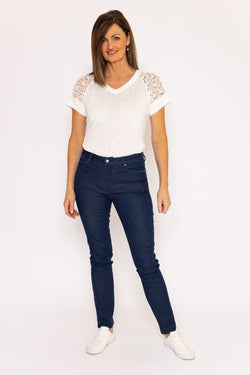 Carraig Donn Denim Jeans with Stitch Detail in Navy