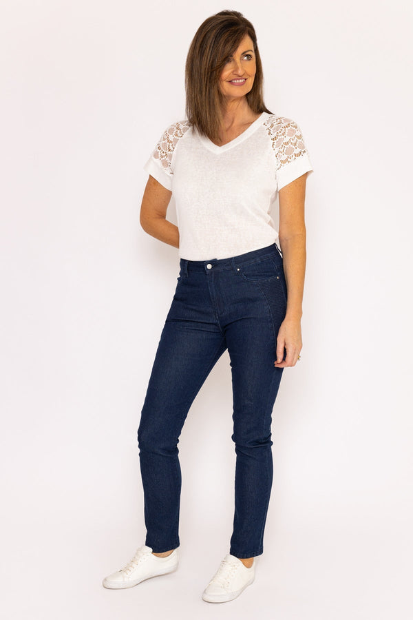 Carraig Donn Denim Jeans with Stitch Detail in Navy