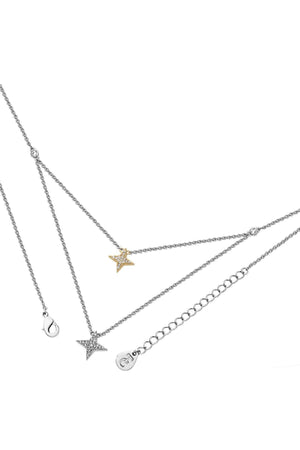 Double Floating Star Necklace in Silver