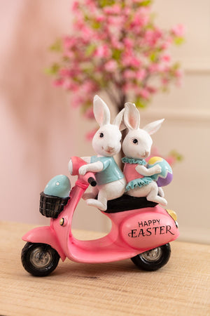 Easter Bunnies On Scooter Ornament