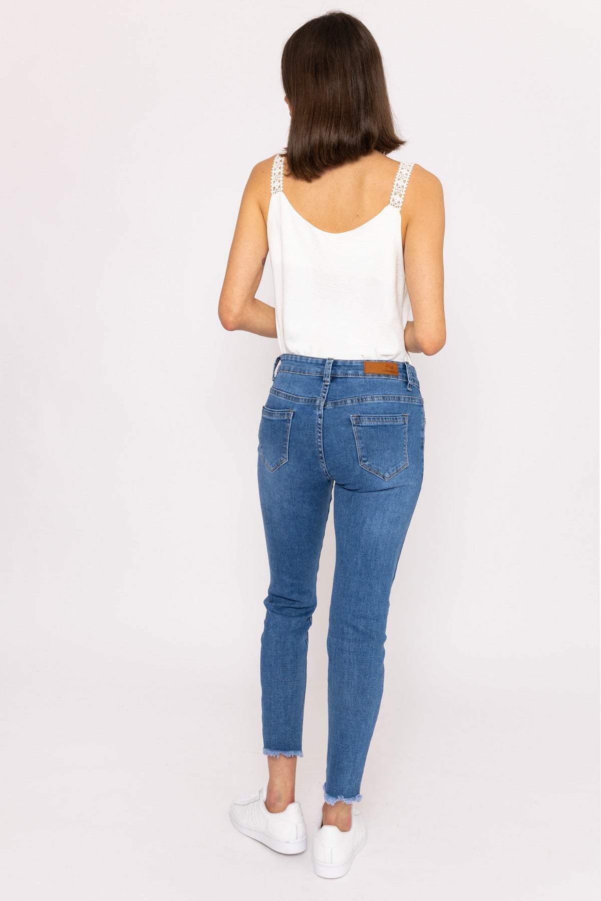 Denim on sale frayed jeans