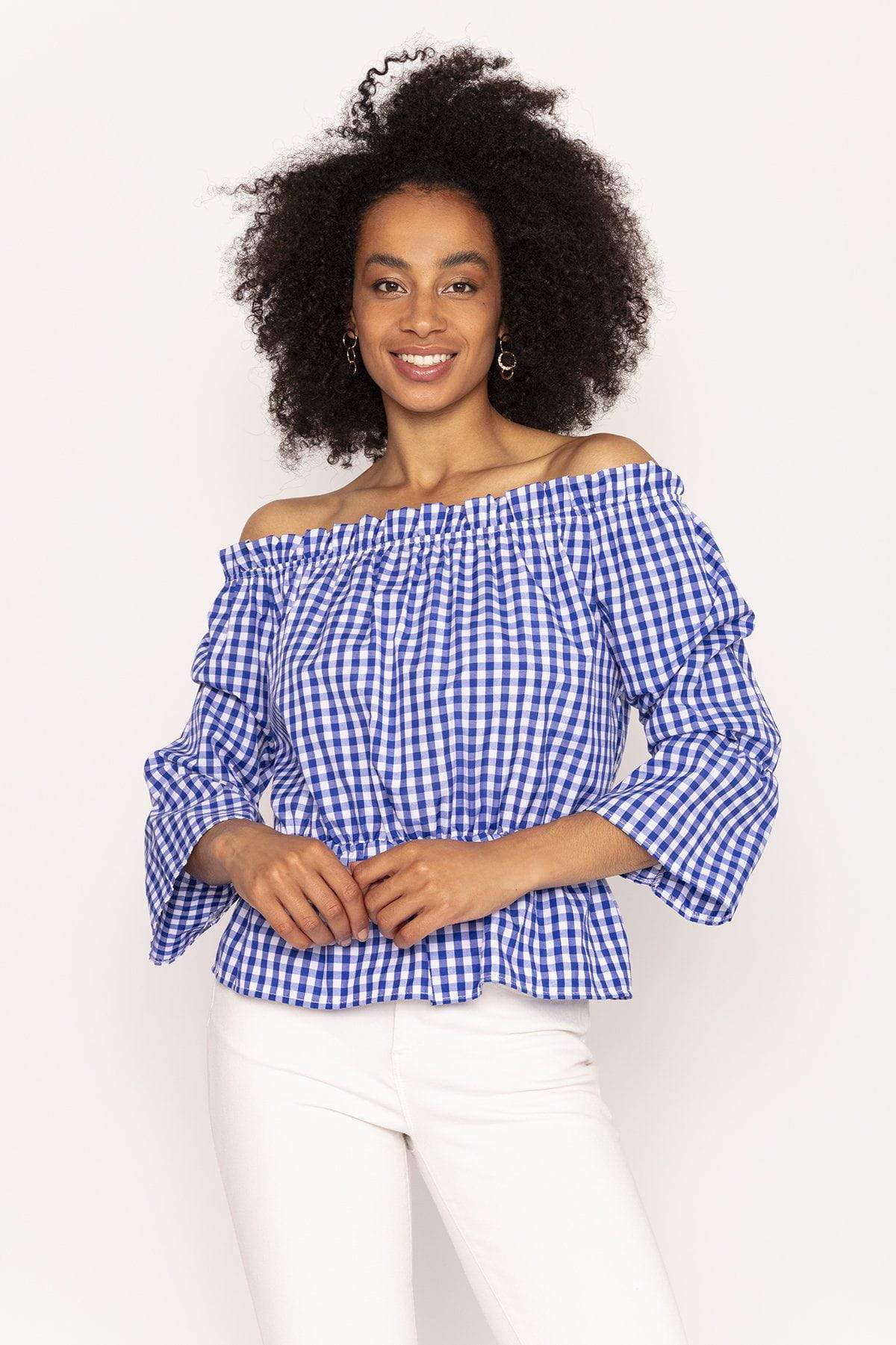 Gingham best sale bardot top