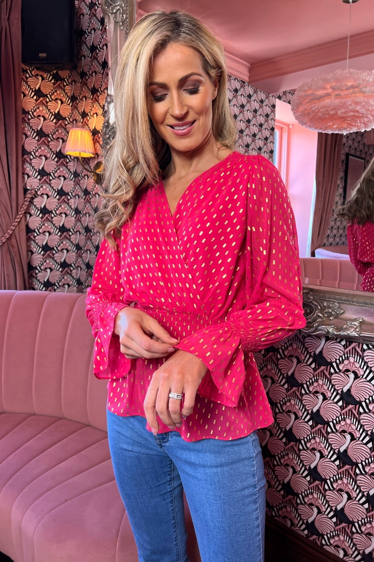 Polka dot best sale wrap top