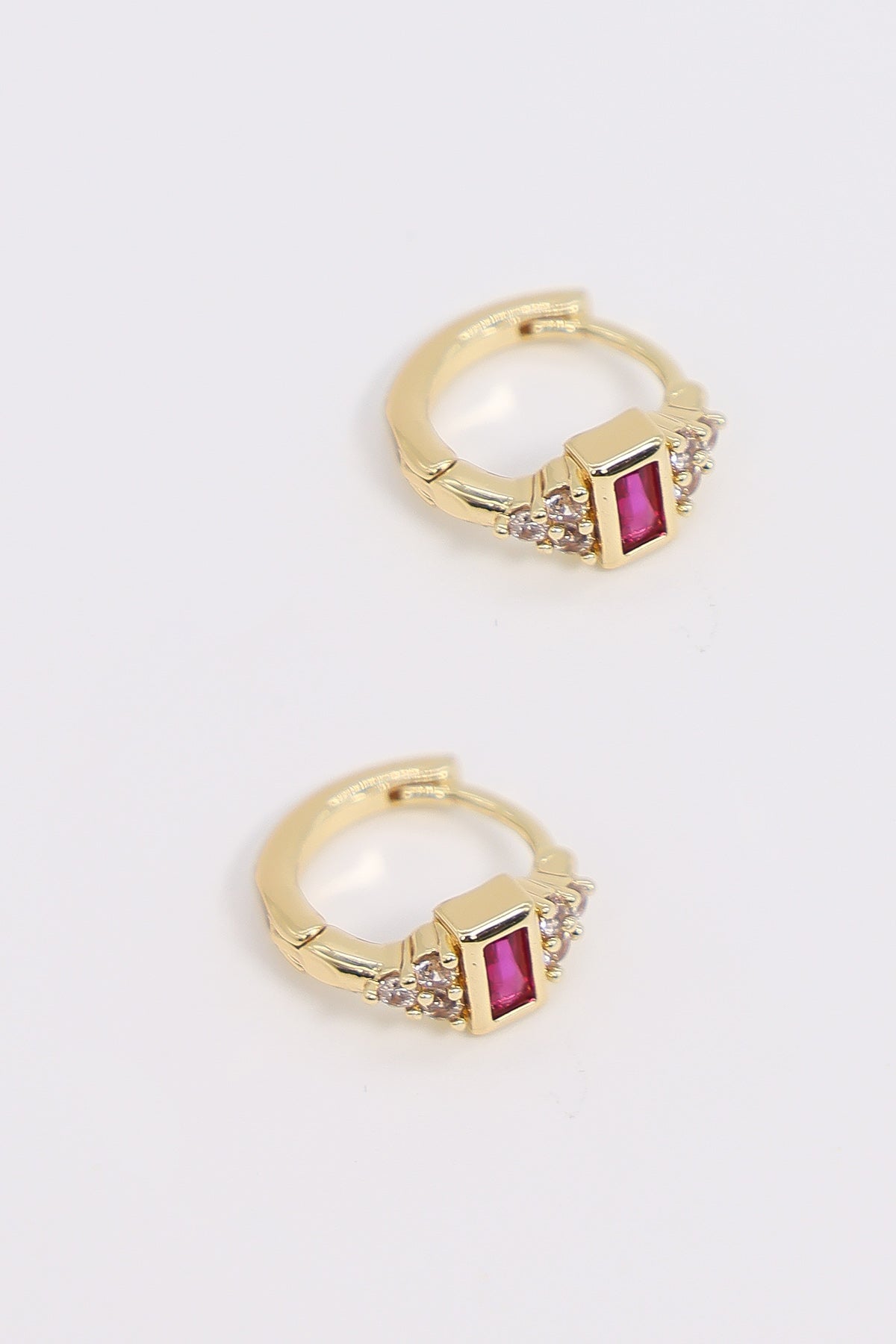 Red stone deals hoop earrings