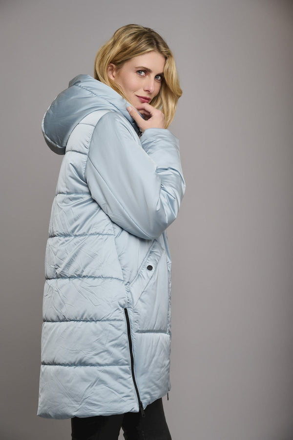 Wild Fable Puffer Jacket Blue Marble Hood Quilted Coat Womens Polyester  Parka~XL