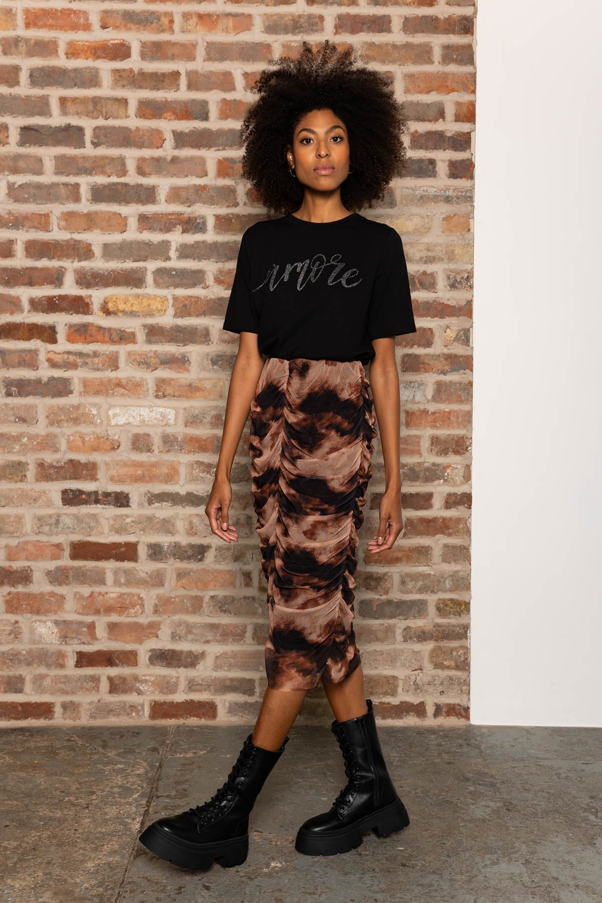 Kimora Skirt in Brown Print Skirts Carraig Donn