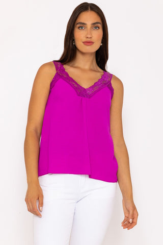 Lace Trim Cami  Neon Pink – south of the river