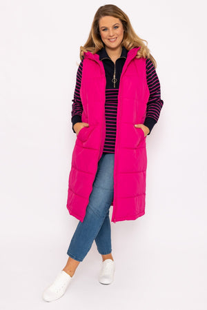 Long Quilted Gilet in Pink