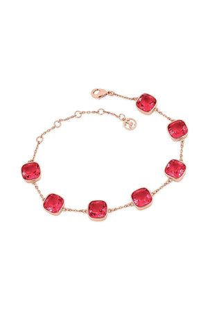 Raspberry Cushion Stone Rose Gold Bracelet