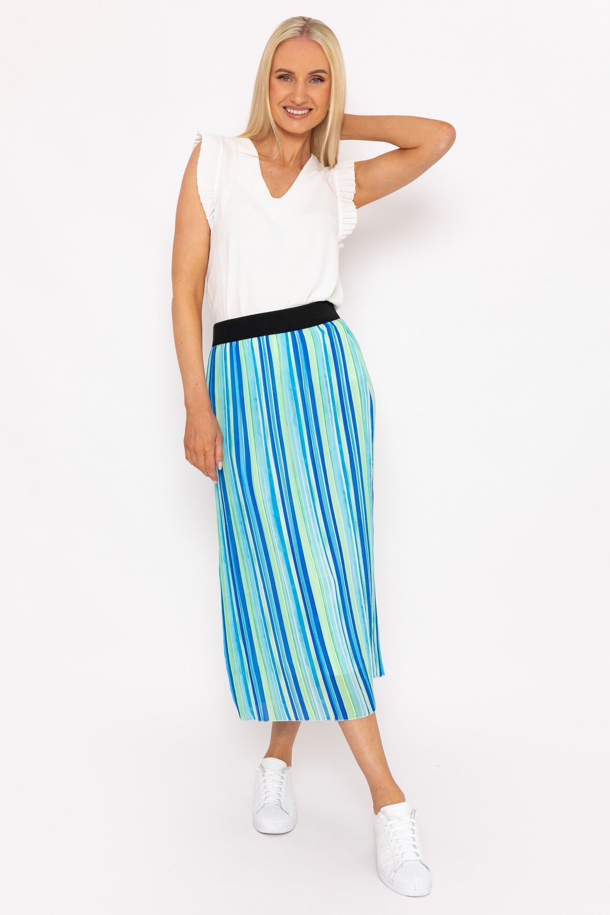 Pleated blue 2025 print skirt