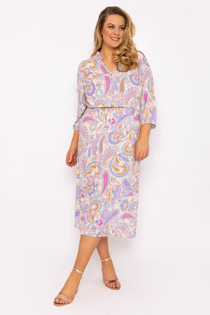 Paisley Print Button Up Midi Dress in Multi