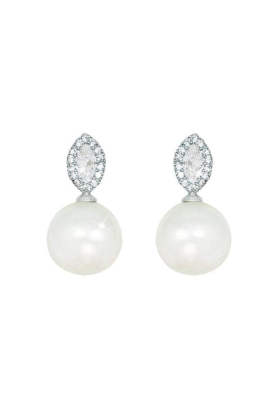 Carraig Donn Pearl Earrings With Clear Stone