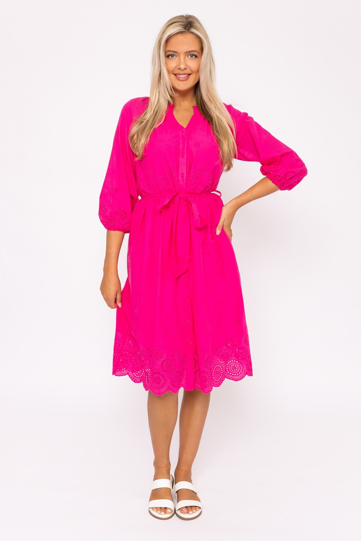 Pink hotsell broderie dress