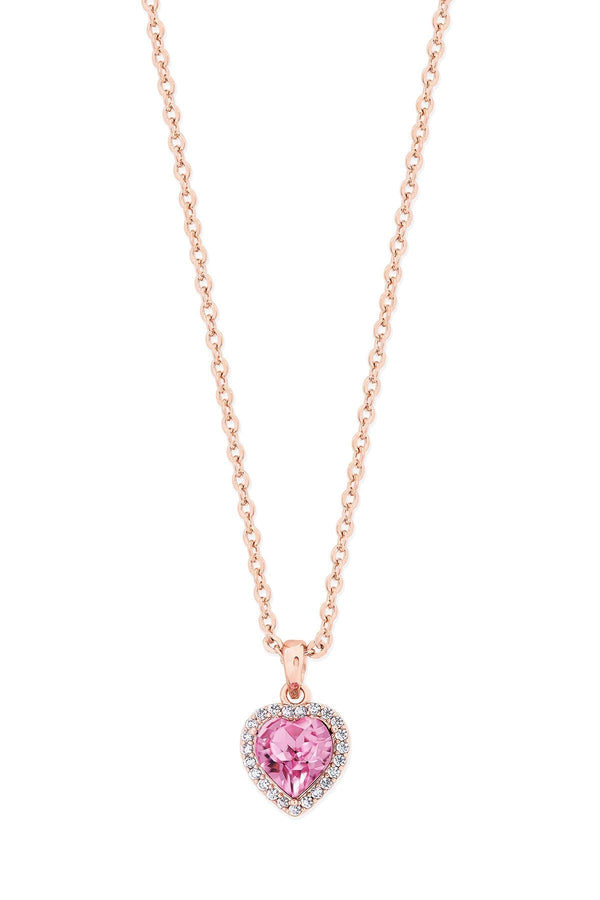 Carraig Donn Pink Heart Drop Pendant in Rose Gold