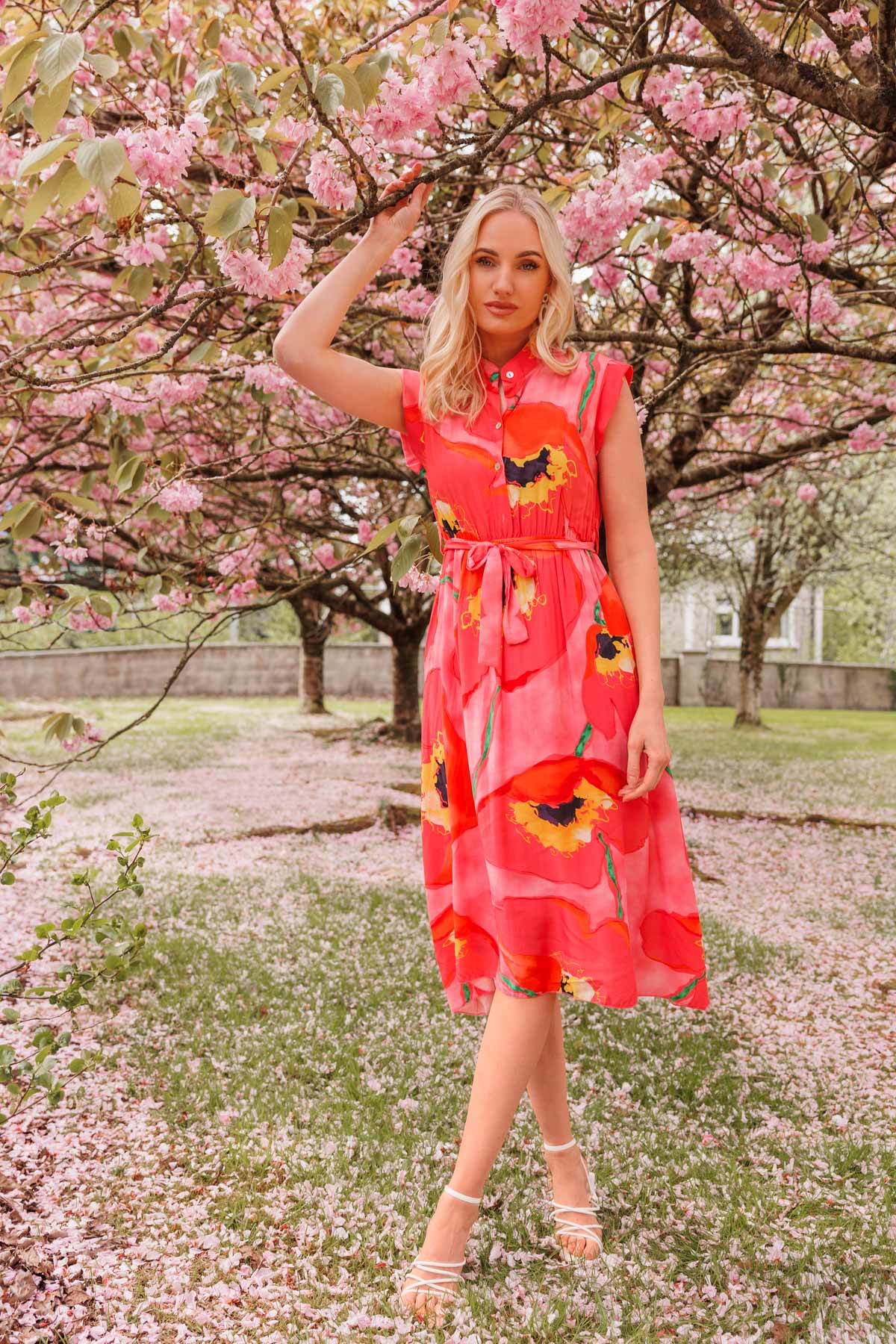 Warehouse star tree print best sale midi dress