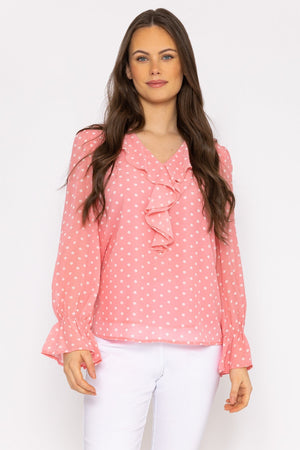 Ruffle Blouse in Pink
