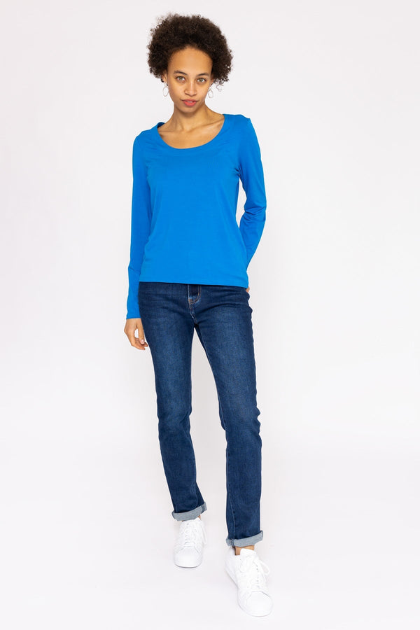 Carraig Donn Scoop Neck Tee in Cobalt