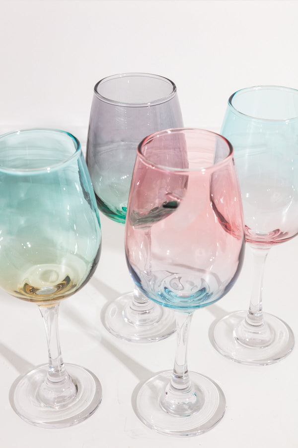 Twisted Stem Wine Glasses, spot color | Plum Grove