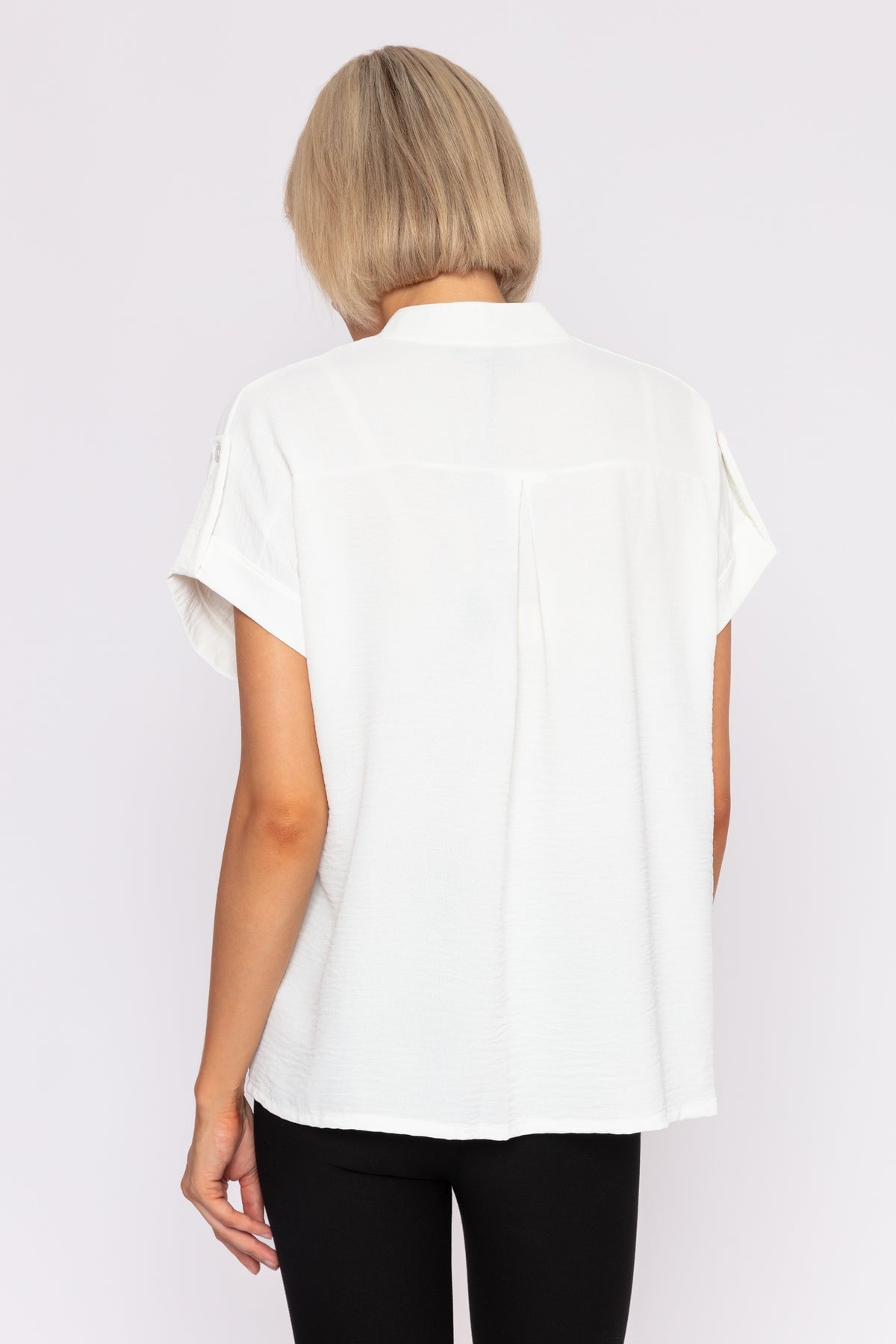 Collarless short clearance sleeve shirt