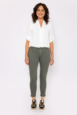 Short Zip Jeans in Khaki