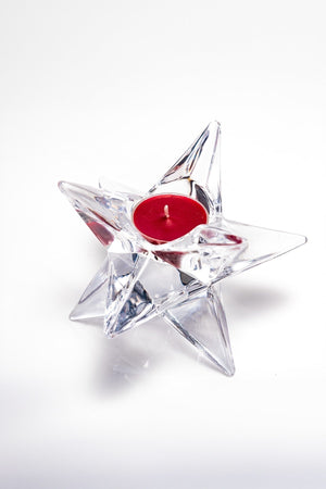 Star Glass T-Light With Red Candle