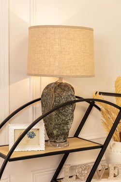 Carraig Donn Stone Table Lamp With Linen Shade