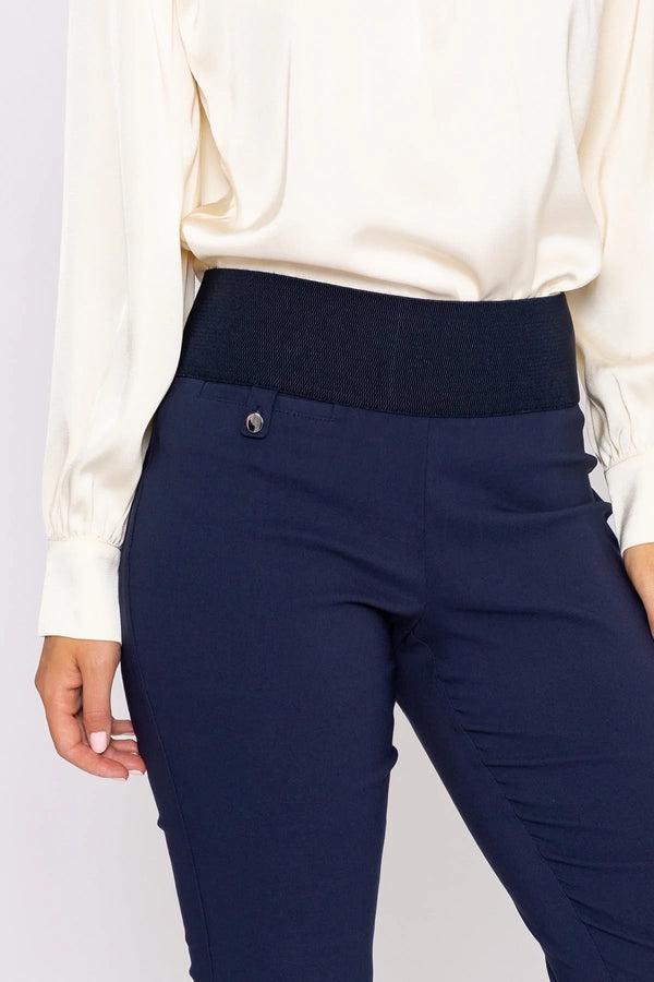Navy blue pants women - Tummy tucker straight leg-2 back pockets