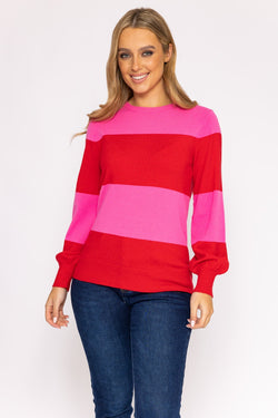 Carraig Donn Stripe Crew Neck Knit in Pink