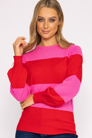 Stripe Crew Neck Knit in Pink